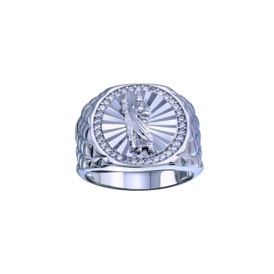 925 Sterling Silver Rhodium-Plated Saint Jude CZ Ring