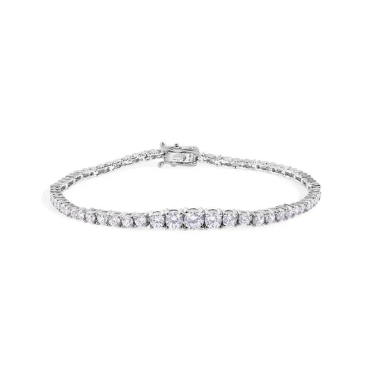 Rhodium Plated 925 Sterling Silver Clear CZ Tennis Bracelet