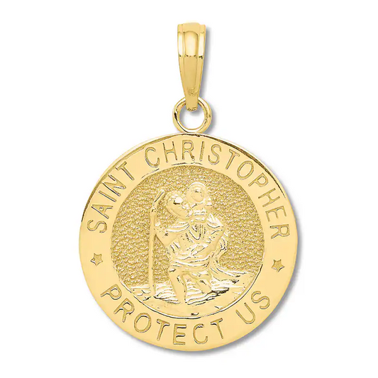 Two Tones Gold St. Christopher Pendent, 14k