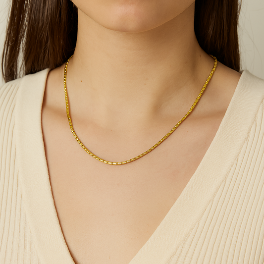 Yellow Gold Bar Style Chain. 14k, 16"