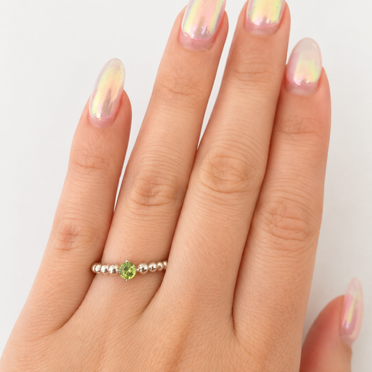 925 Sterling Silver Peridot Bubble Band Ring