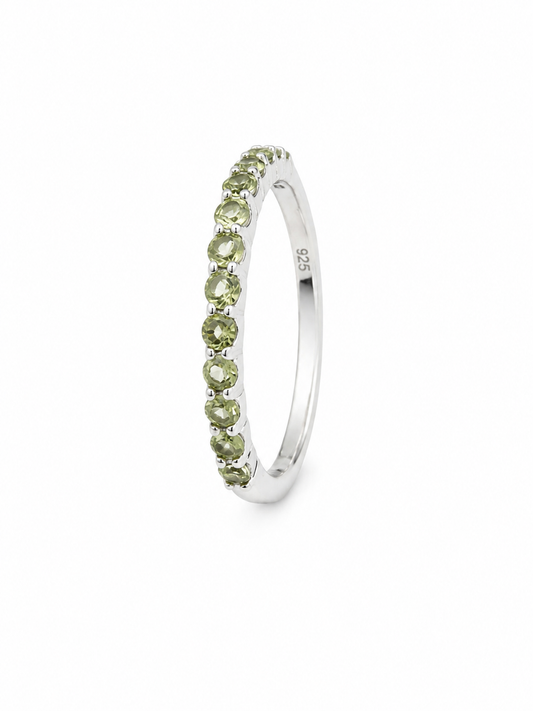 925 Sterling Silver Peridot Half Eternity Band