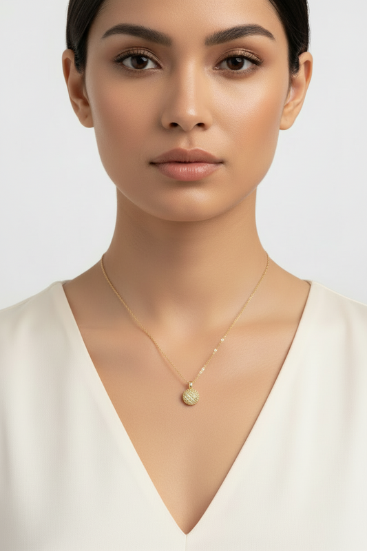 Two-tone Italian Mesh Dome Pendant, 18k, 7.1gr