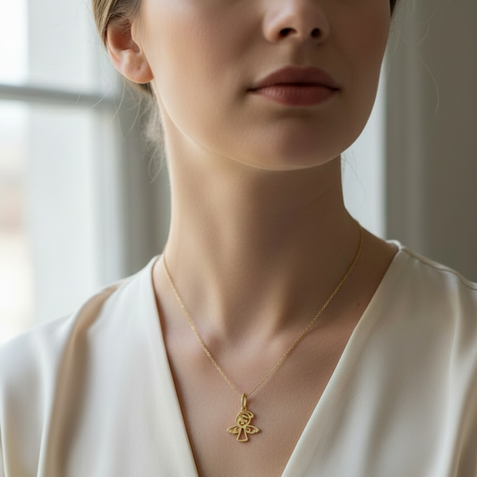 18K Yellow Gold Angel Pendant 0.4 gr