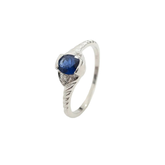 14k White Gold Sapphire Twisted Band