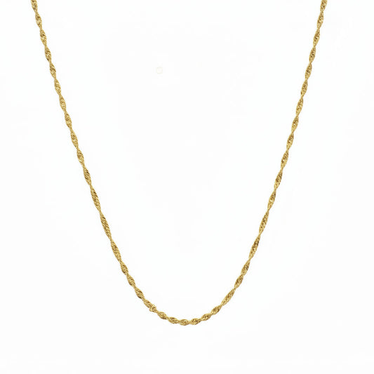 18K Yellow Gold Twisted Singapore Chain 2gr 17"
