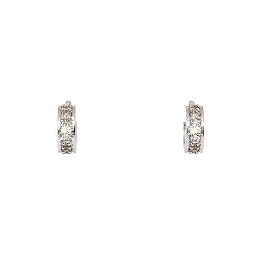 18K White Gold Small Huggie Diamond Earrings 3.56gr TDW: 0.36ct SI I