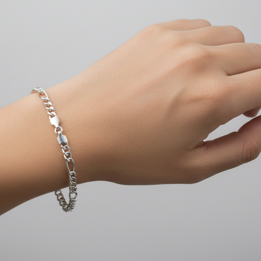 925 Sterling Silver Figaro Chain Bracelet