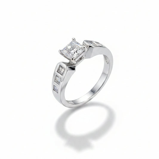 18k White Gold Princess-Cut Channel-Set Diamond Engagement Ring