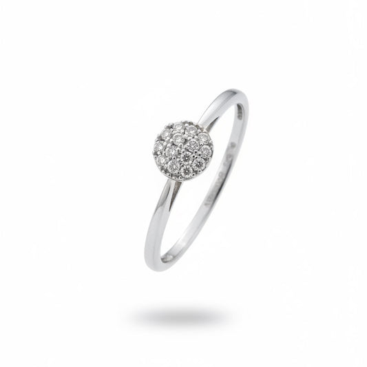 10K White Gold Round Diamond Cluster Ring
