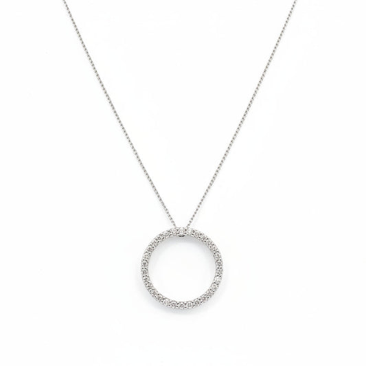 10K White Gold Diamond Life Circle Pendant Necklace, TDW: 0.25ct SI GH