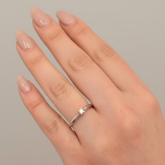 10K White Gold Solitaire Diamond Ring