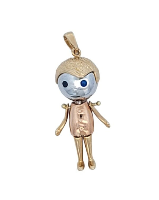 Yellow gold kid's figures pendant. 14k 2.59gr