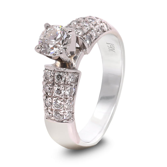 White Gold Engagement Diamond Ring. 19k, TDW:1.17ct, VS-SI, F-G