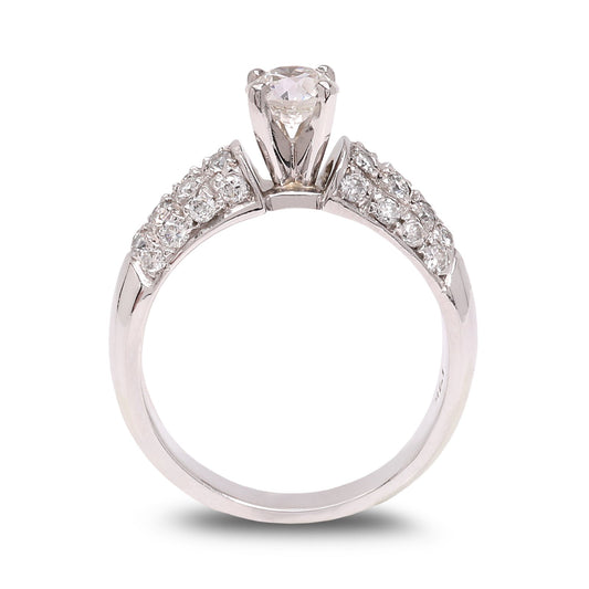 White Gold Engagement Diamond Ring. 19k, TDW:1.17ct, VS-SI, F-G