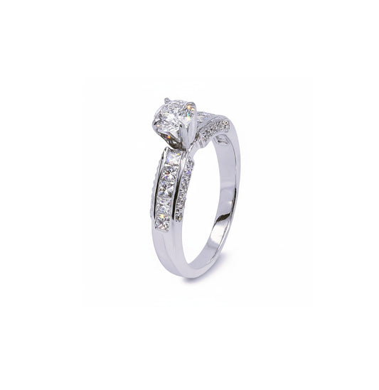 18K White Gold Channel-Set Princess Diamond Ring, TDW: 1.24ct