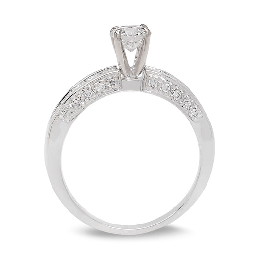 Sleek Solitaire Ring with Channel-Set Princess Diamonds.18k, Centre Stone: 0.50ct, SI1, F, TDW: 1.24ct
