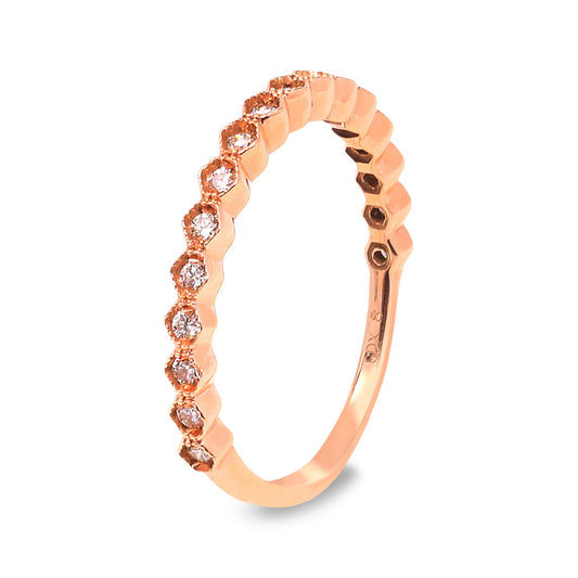 Rose Gold Bridal Diamond Band with 17 Round Diamonds. TDW: .25ct 14k