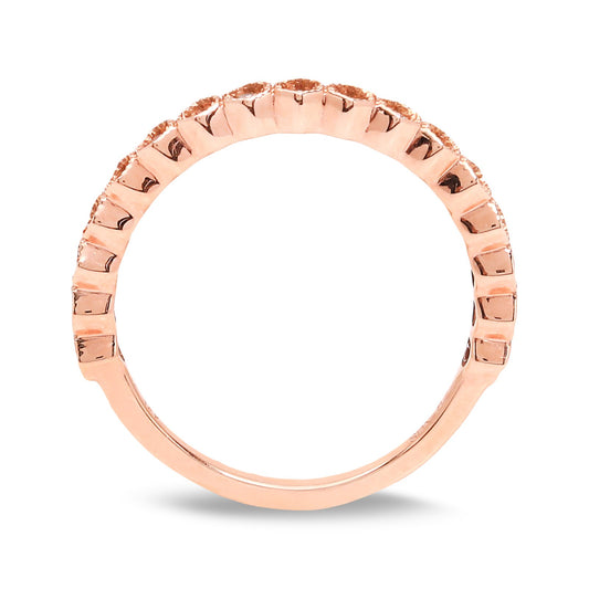 Rose Gold Bridal Diamond Band with 17 Round Diamonds. TDW: .25ct 14k