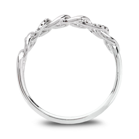 Sterling Silver Curb chain style Ring setting with Cubic Zirconia, 925
