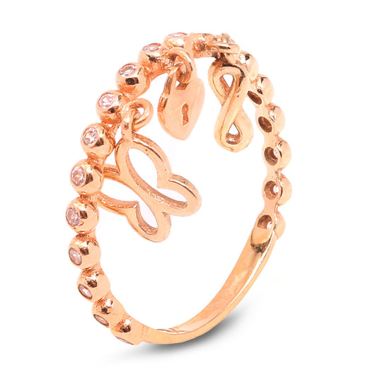 Yellow Gold Ring with three charms hanging, 18k, 2.2gr