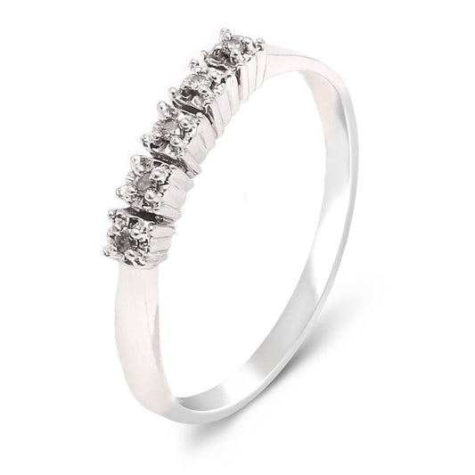 Classic Five-Stone Diamond Ring in White Gold, 10k, TDW: 0.1ct, SI, H