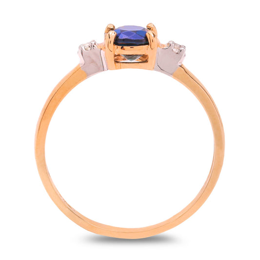 Midnight Sapphire Ring with Diamond Accents in Yellow Gold, 10k