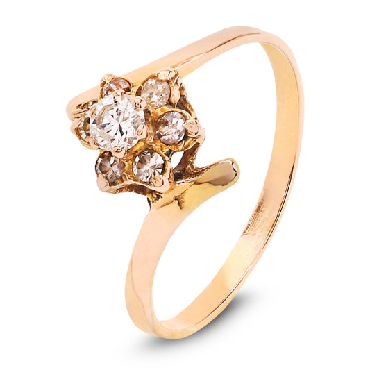 Floral Cluster Diamond Ring in Rose Gold, 10k, TDW: 0.21ct