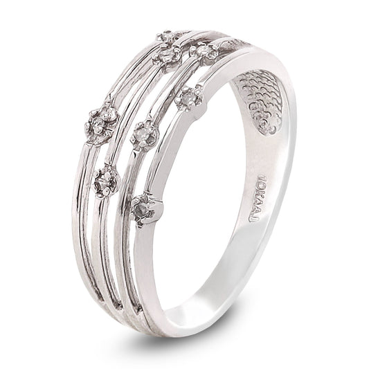 Starlit Strands Diamond Ring in White Gold, 10k, TDW: 0.01ct