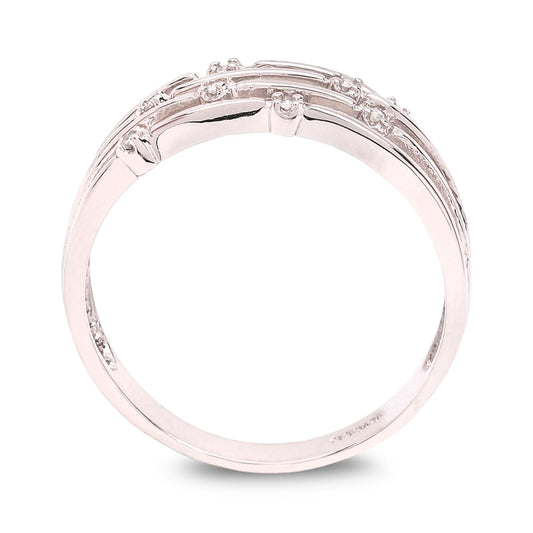 Starlit Strands Diamond Ring in White Gold, 10k, TDW: 0.01ct