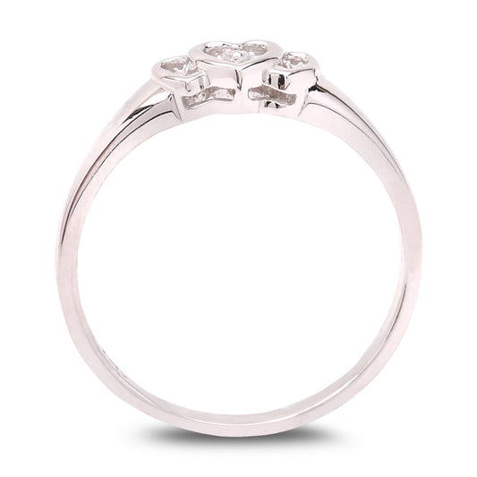 Triple Heart Diamond Ring in White Gold, 10k