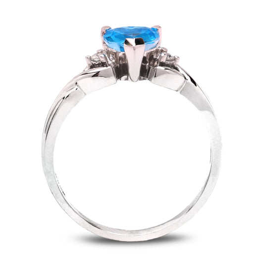 Ocean Heart Blue Topaz Ring in White Gold, 10k