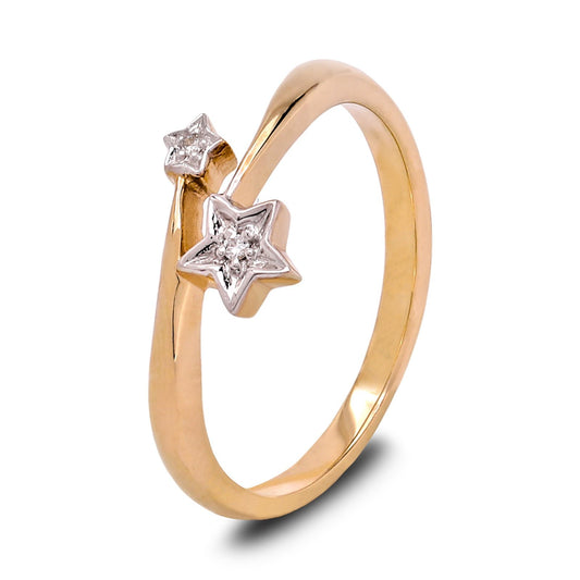 Yellow Gold Star Ring. 10k, 0.04ct