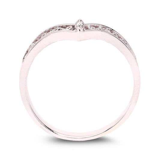 Vintage Lace White Gold Ring with Marquise Diamond, 10K