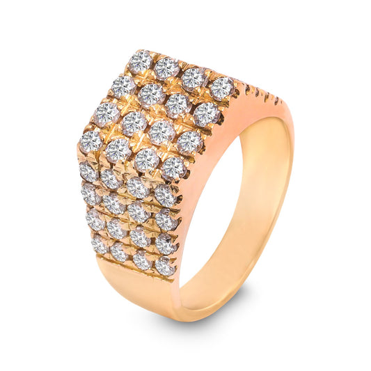 Yellow Gold Men Diamond Ring. TDW: 1.92ct, EF, VS1-2, 18k, 12.85gr