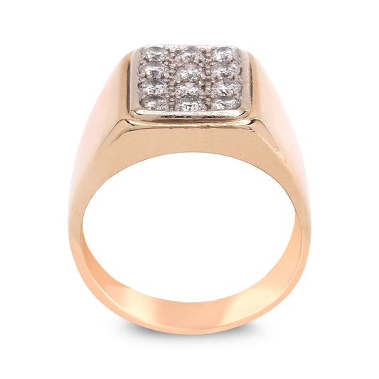 Yellow Gold Men's Diamond Ring with 12 Round Diamonds. 10k, TDW: 0.36ct, VS, GH