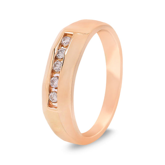 Yellow Gold Ring with 5 Diamonds in Single Row. 14k, 4.2gr, TDW: 0.25ct, VS-SI, GH