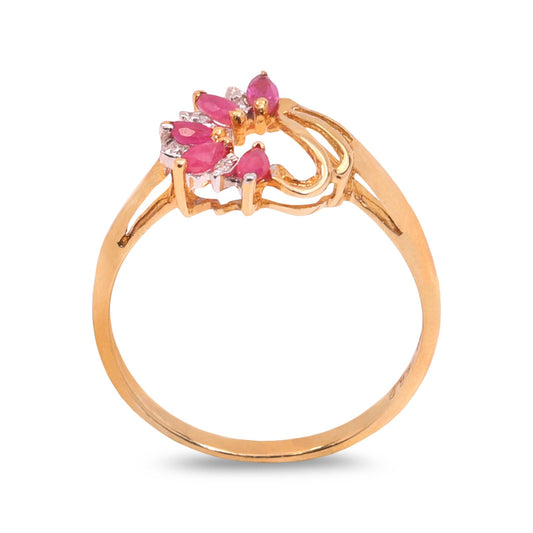 Yellow Gold Ring Ruby and Diamond Heart Setting,10k