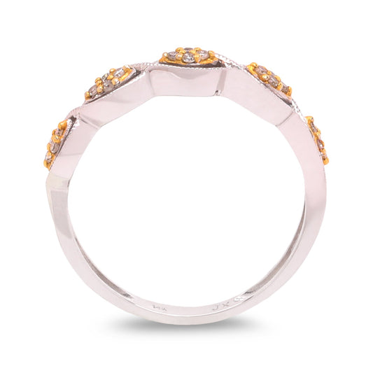 White and Yellow Gold Ring setting with 20 Round Diamonds, 14k