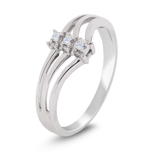 White Gold Triple Shoulder Diamond Ring, 10k