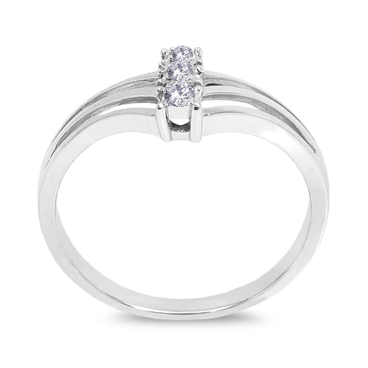 10K White Gold Triple Shoulder Diamond Ring