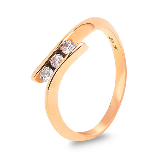 Yellow Gold Triple Diamond Band. TDW: 0.1ct  SI H. 10k