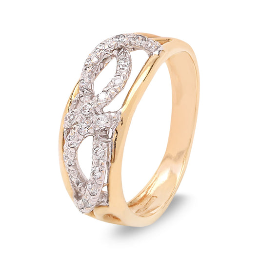 Two-tones Yellow And White Gold Infinity Style setting with 20 Diamond Ring. TDW: 0.15ct, SI, GH, 18k