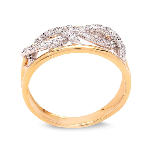 Two-tones Yellow And White Gold Infinity Style setting with 20 Diamond Ring. TDW: 0.15ct, SI, GH, 18k