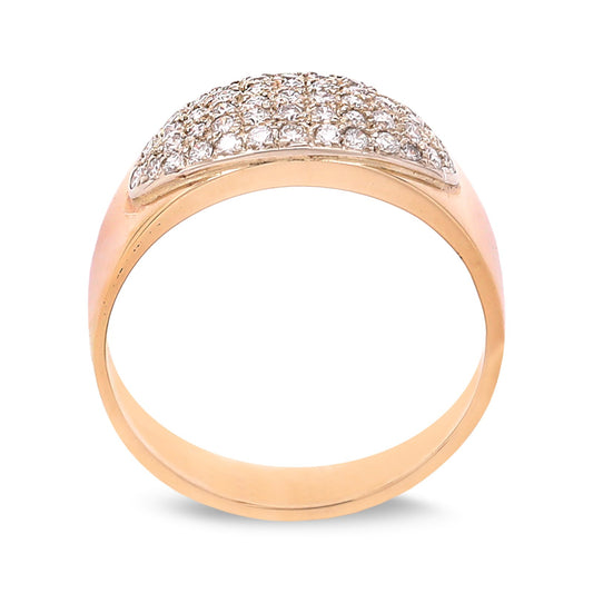 Yellow Gold Oval Pavé Setting Cluster Diamond Ring. 14k, TDW: 0.52ct