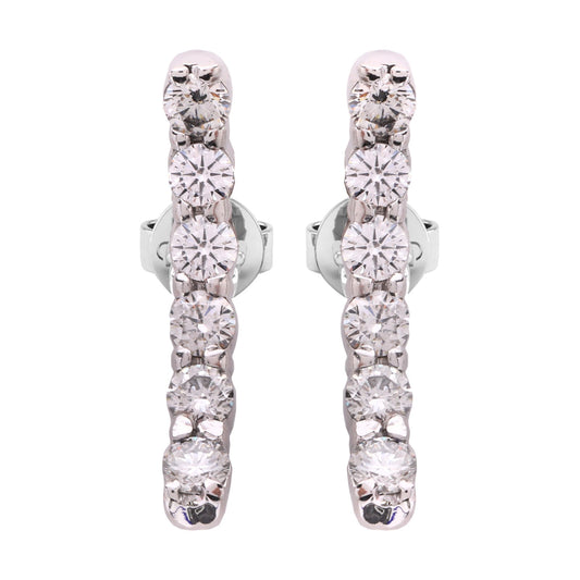 White Gold Diamond Curved Climber Earrings. 18k,  TDW: 0.42ct, VS, EF