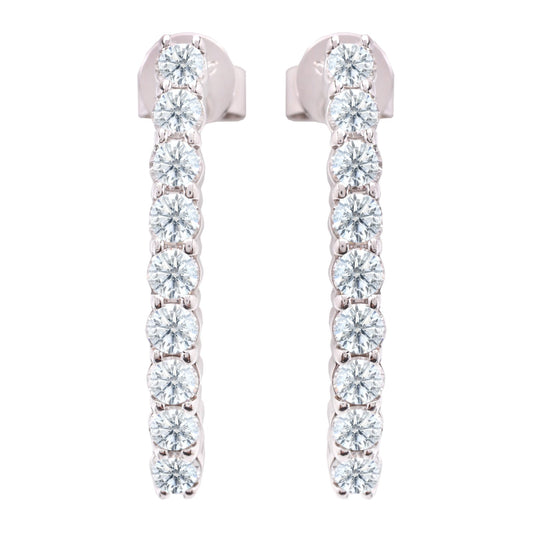 White Gold 9 Stone Diamond Journey Earrings. 18k,  TDW: 1.08ct, VS1-2, EF