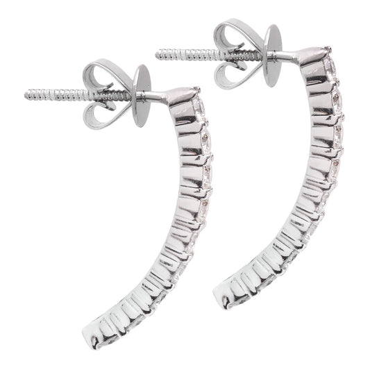 White Gold 9 Stone Diamond Journey Earrings. 18k,  TDW: 1.08ct, VS1-2, EF