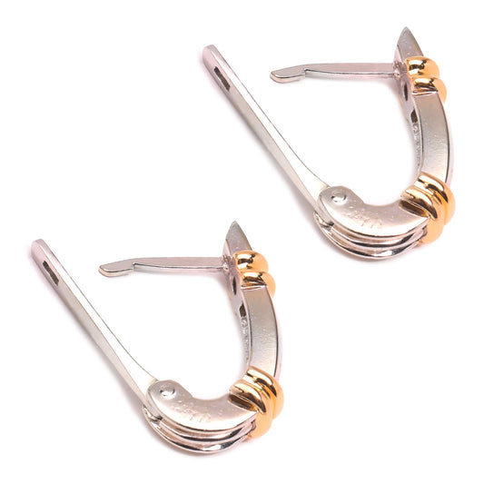 Two-tone White and Yellow Gold Lever Back Diamond Earrings. 14k, TDW: 0.20ct