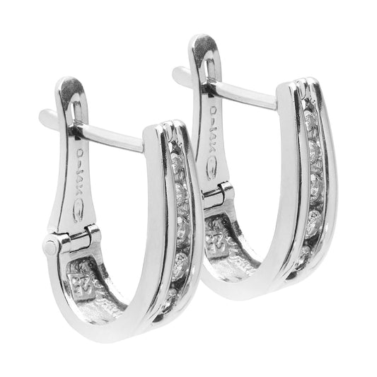 White Gold Lever Back Diamond Earrings. 14k,  TDW: 0.28ct